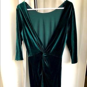 H&M Green Velvet Midi Dress